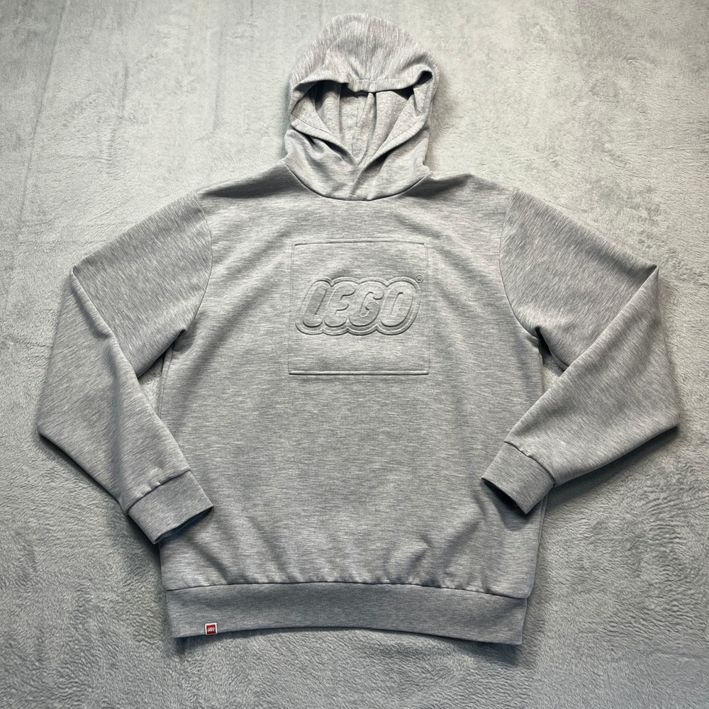LEGO Hooded Sweatshirt Adult Gray Embossed Logo Pullover Legoland Japan M